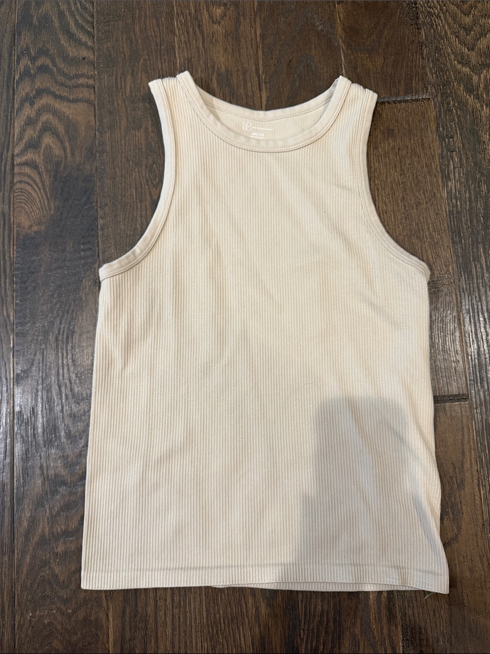 No Boundaries Ribbed Tank Top in Beige/Cream Size XXL